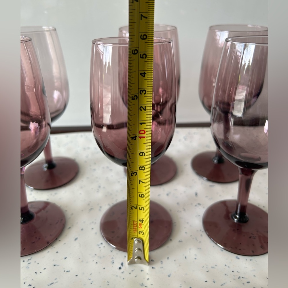Retro Amethyst Wine Glasses Goblet Small Size 6in Set Of 4 - Picture 8 of 10